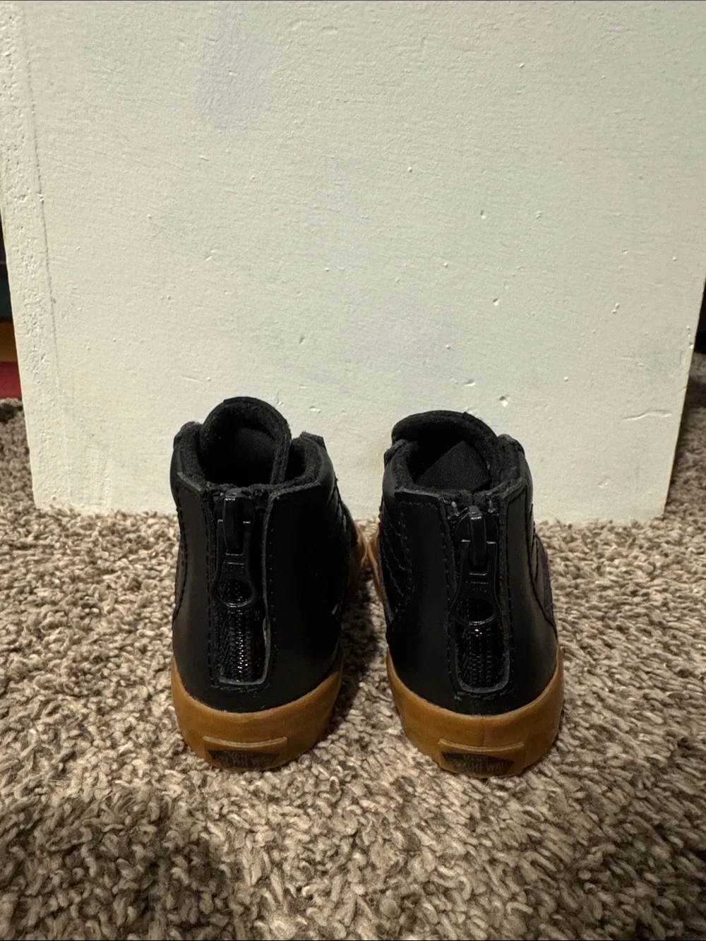 Toddler Black Leather Vans Sneakers Size 5.5